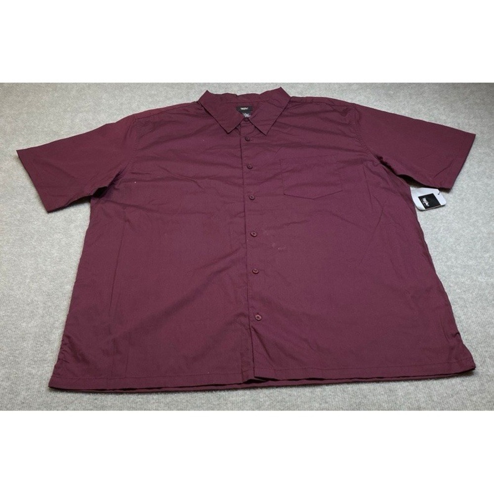 NWT Mossimo Button Down Shirt Mens XL Burgundy Short Sleeve Cotton Pocket